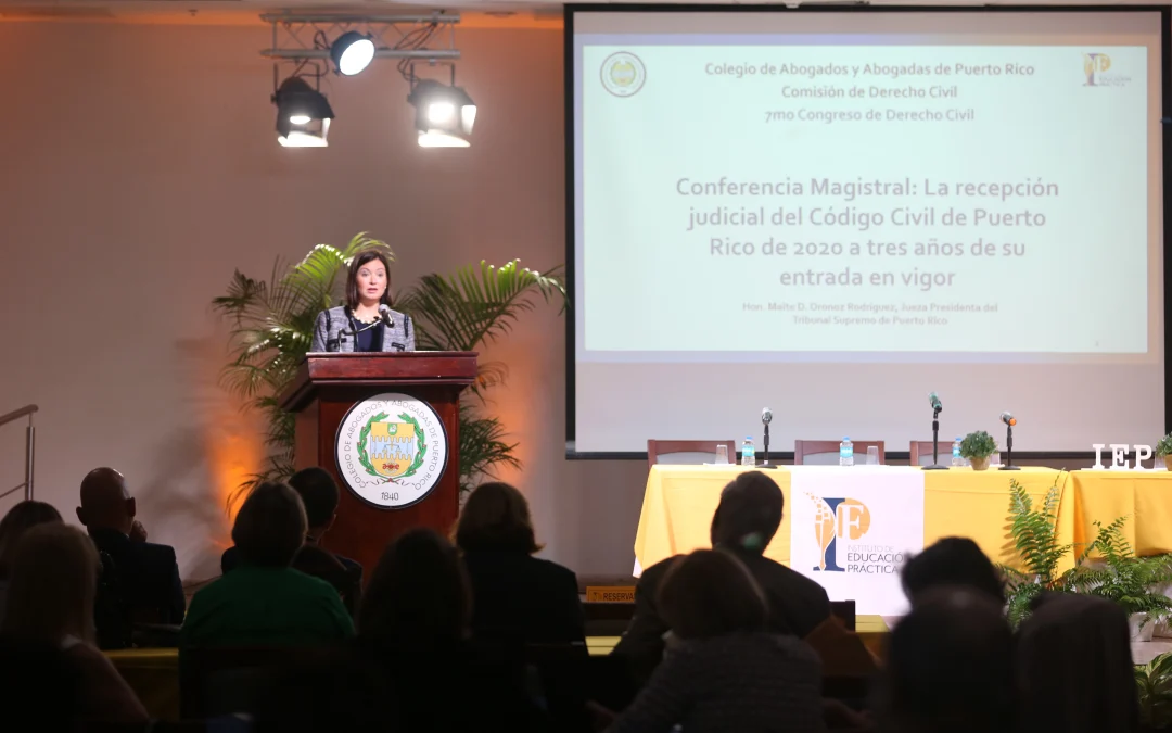 Jueza Presidenta ofrece la Conferencia Magistral en el Séptimo Congreso de Derecho Civil del Colegio de Abogados y Abogadas de Puerto Rico